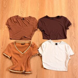 Stylish Women's Tops Set - Brown, White, purple and cream